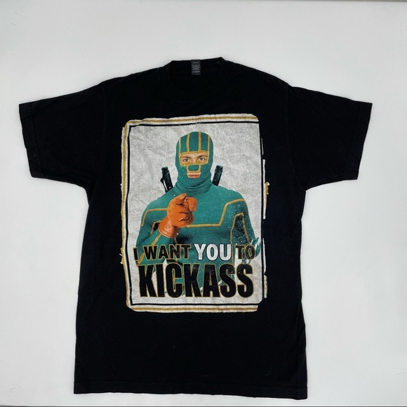 Black Kick Ass T-Shirt, Medium - Picture 1 of 4